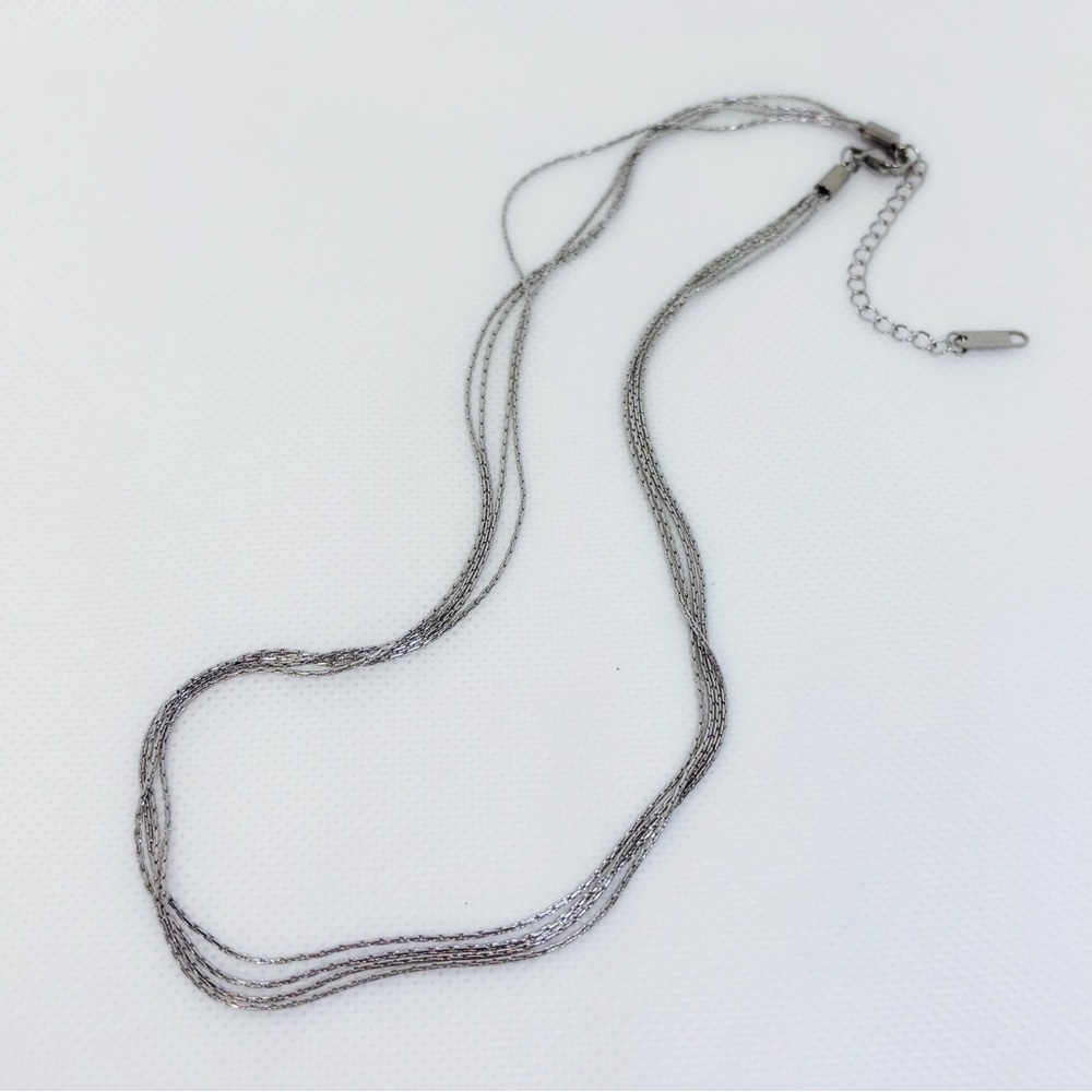 Elegant 18k White Gold Plated Stainless Steel Multi-Stranded Necklace!